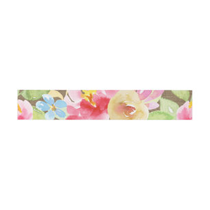 Burlap & Boho Artistic Watercolor Floral Overlay Invitation Belly Band