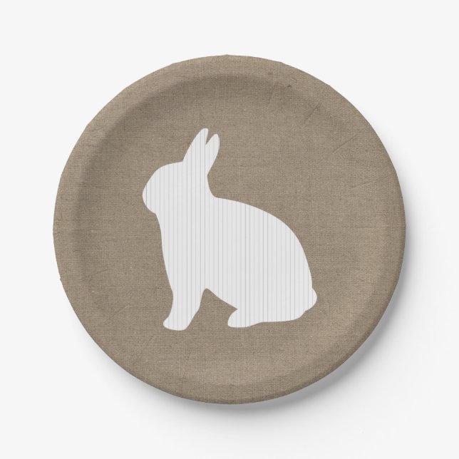 Burlap Bunny Paper Plate (Front)