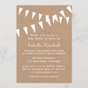 Burlap Bunting Baby Shower Invitation