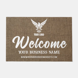 Burlap Business Company Corporate Custom Logo  Doormat
