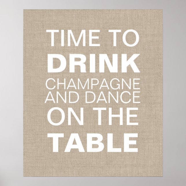 Burlap Champagne Party Poster (Front)