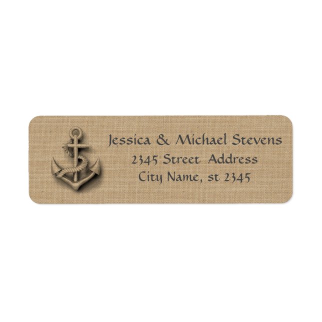 Burlap chic rustic wedding nautical anchor (Front)