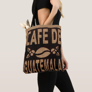 BURLAP COFFEE BAG PURSE TOTE FAUX, GUATEMALAN