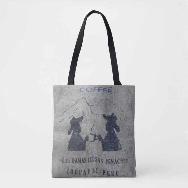 BURLAP COFFEE BAG PURSE TOTE PERU (Front)