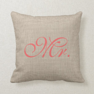 Burlap & Coral Mr. Pillow