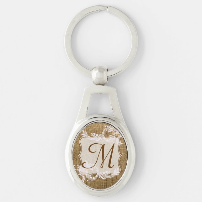 Burlap Country Lace Applique Rus Digital Key Chain (Front)
