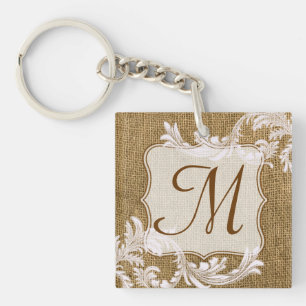 Burlap Country Lace Applique Rus Digital Key Chain