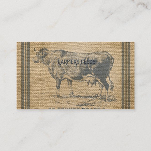burlap cow feed sack business card (Front)