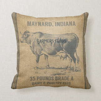 burlap cow feed sack cushion