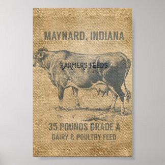 burlap cow feed sack poster