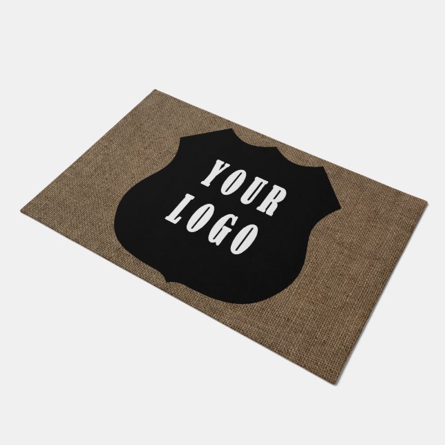 Burlap Custom Logo Business Company Corporate Doormat (Angled)