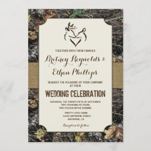 Burlap + Deer Hunting Camo Wedding Invitations
