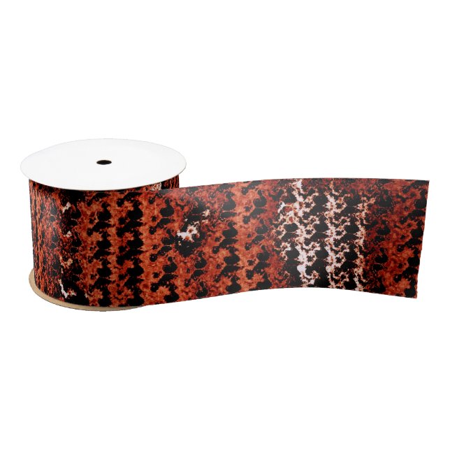 Burlap Distressed Burnt Orange Brown pattern Satin Ribbon (Spool)