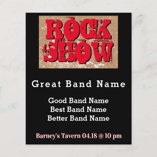 Burlap Distressed Personalised Rock Show Grunge 3 Flyer (Front)