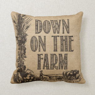Burlap Down on The Farm Cushion