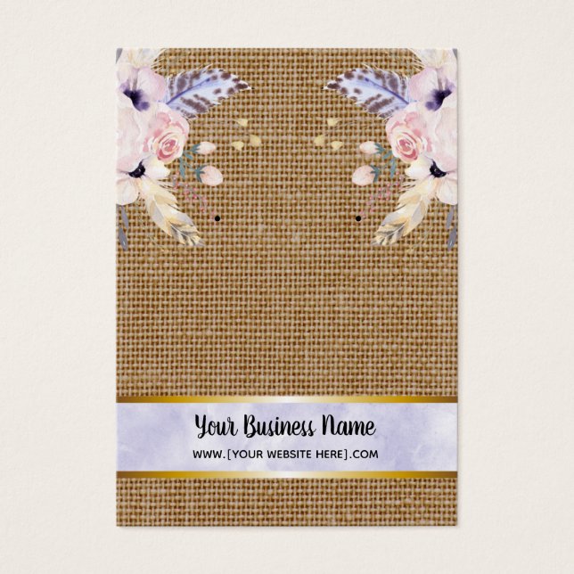 Burlap Flowers Boho Earring Display Cards (Front)