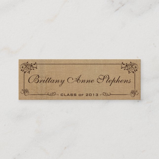 Burlap Graduation Name Card Insert (Front)