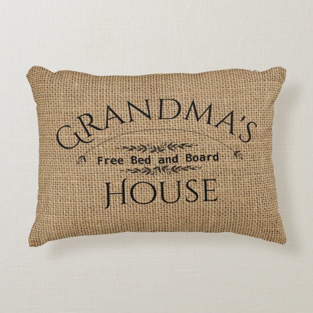 Burlap Grandma's House Personalise Decorative Cushion (Front)