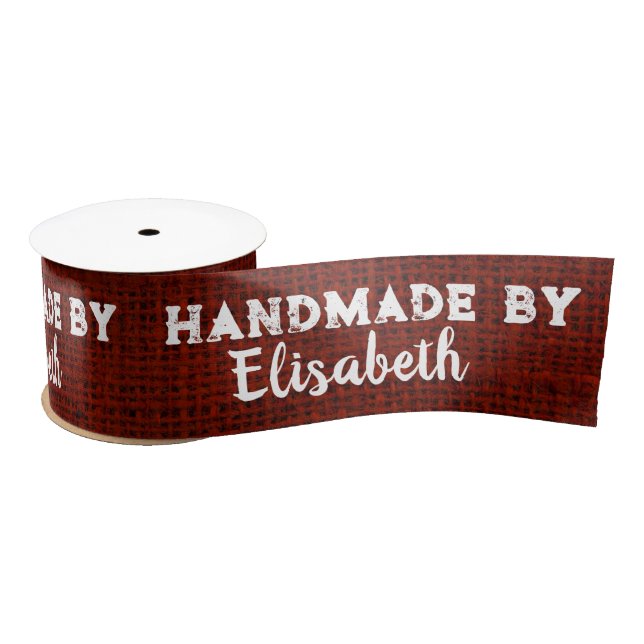   Burlap Handmade By Add Name Fabric Labels To Cut Satin Ribbon (Spool)