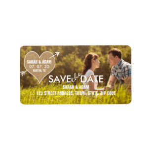 Burlap Heart Rustic Save the Date Address Label