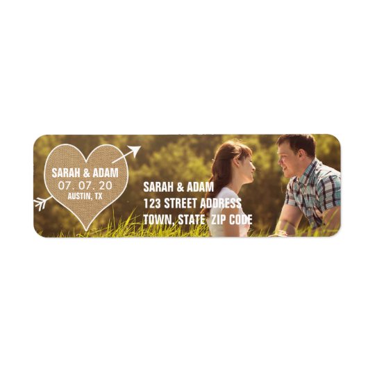 Burlap Heart | Rustic Save the Date Address Label