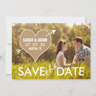 Burlap Heart | Rustic Save the Date Announcement