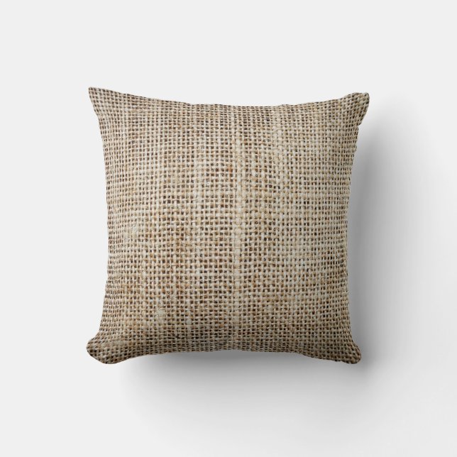 Burlap Hessian Background Texture Cushion (Front)