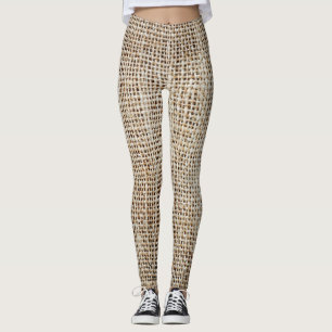 Burlap Hessian Background Texture Leggings