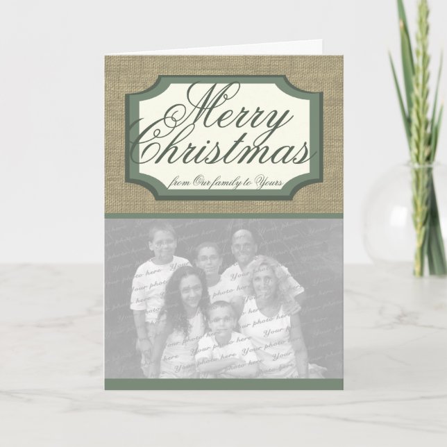 Burlap Holiday Photo Greeting Card (Front)