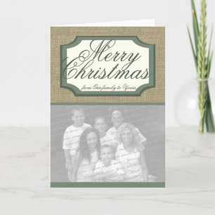 Burlap Holiday Photo Greeting Card