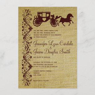 Burlap Horse and Carriage Wedding Invitations