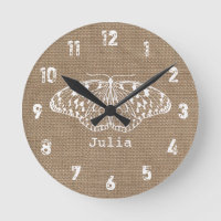 Burlap Inspired Butterfly Clock