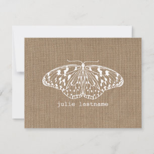 Burlap Inspired Butterfly Flat Notecards