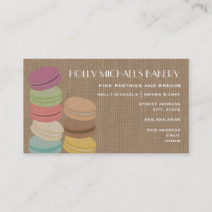 Burlap Inspired French Macarons Bakery Business Card