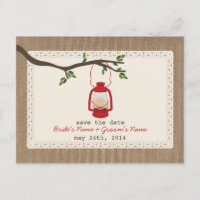 Burlap Inspired Lantern Wedding Save The Date