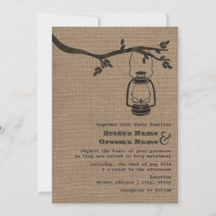 Burlap Inspired Outdoor / Camping Wedding Invitation