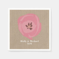 Burlap Inspired Pink Tulip Wedding Napkins