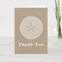 Burlap Inspired Sand Dollar Thank You Card