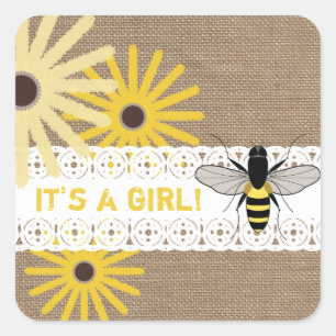 Burlap Inspired Wildflowers & Bee Baby Sticker