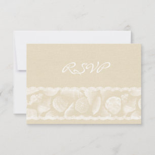 Burlap Lace and Sea Shell Wedding RSVP