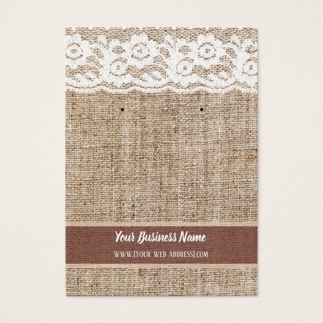 Burlap Lace Custom Earring Card (Front)