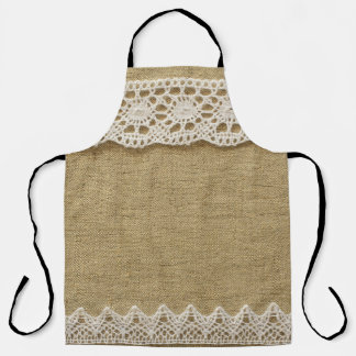 Burlap, lace fabric texture. apron