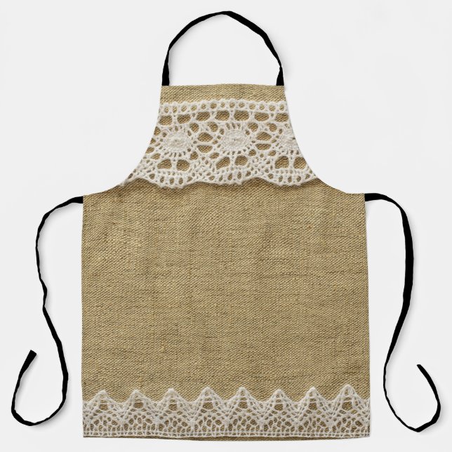 Burlap, lace fabric texture. apron (Front)