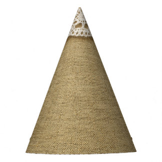 Burlap, lace fabric texture. party hat