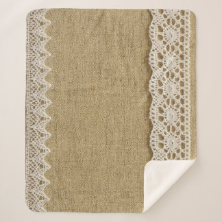 Burlap, lace fabric texture. sherpa blanket