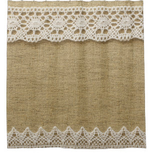 Burlap, lace fabric texture. shower curtain