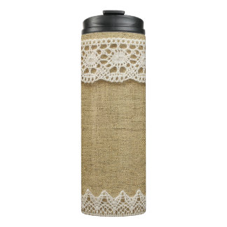 Burlap, lace fabric texture. thermal tumbler