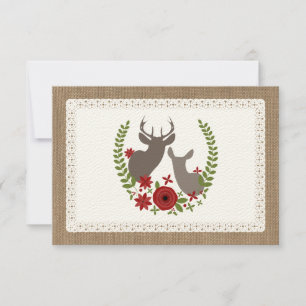 Burlap + Lace Inspired Christmas Deer R.S.V.P. RSVP Card