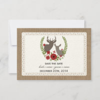 Burlap Lace Inspired Deer Christmas Save The Date