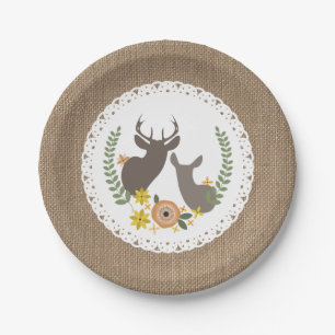 Burlap + Lace Inspired Deer Wedding - Orange Paper Plate